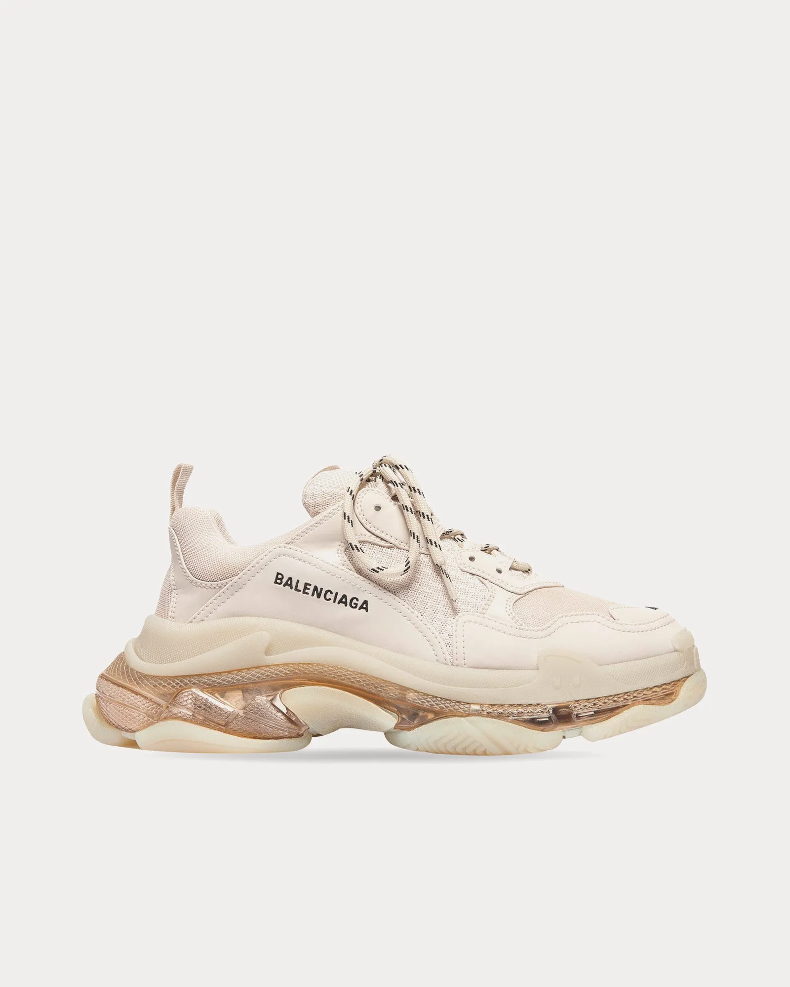 Triple S Clear Sole with Double Foam & Mesh Off White Low Top Sneakers