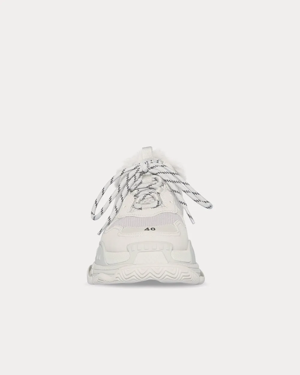 Triple S Fake Fur Double Foam & Mesh Grey Low Top Sneakers