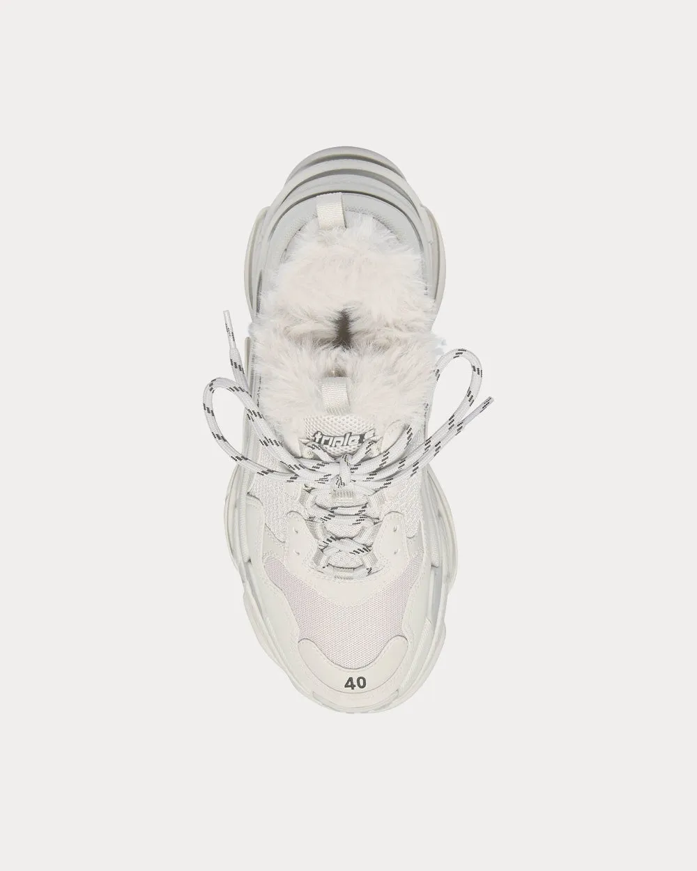 Triple S Fake Fur Double Foam & Mesh Grey Low Top Sneakers