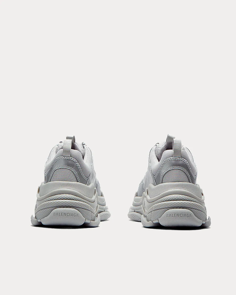 Triple S Logo-Embroidered Silver Low Top Sneakers