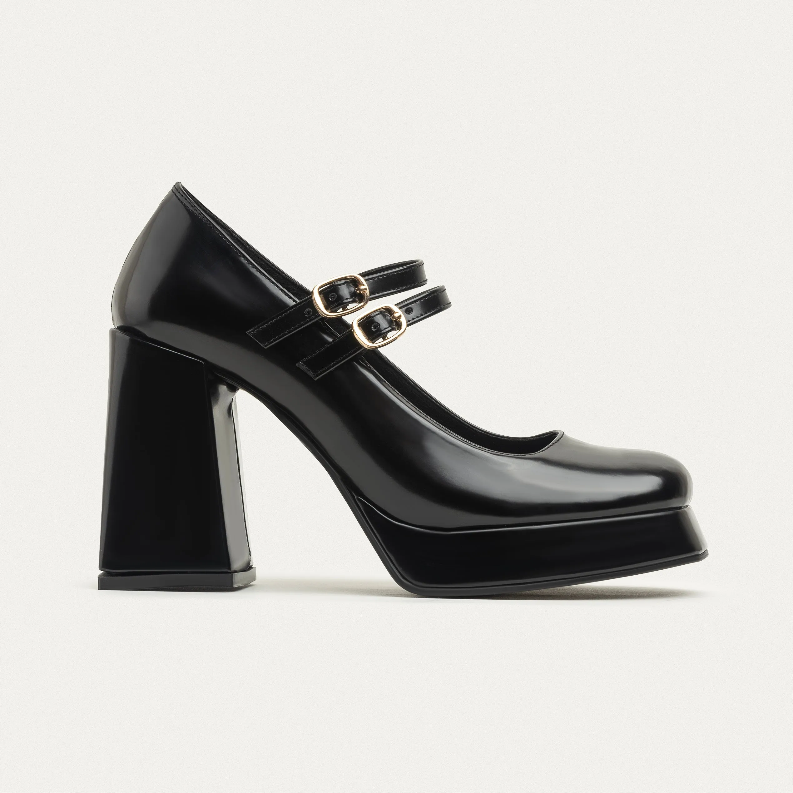 Vintage Vibes Platform Mary Janes-Black