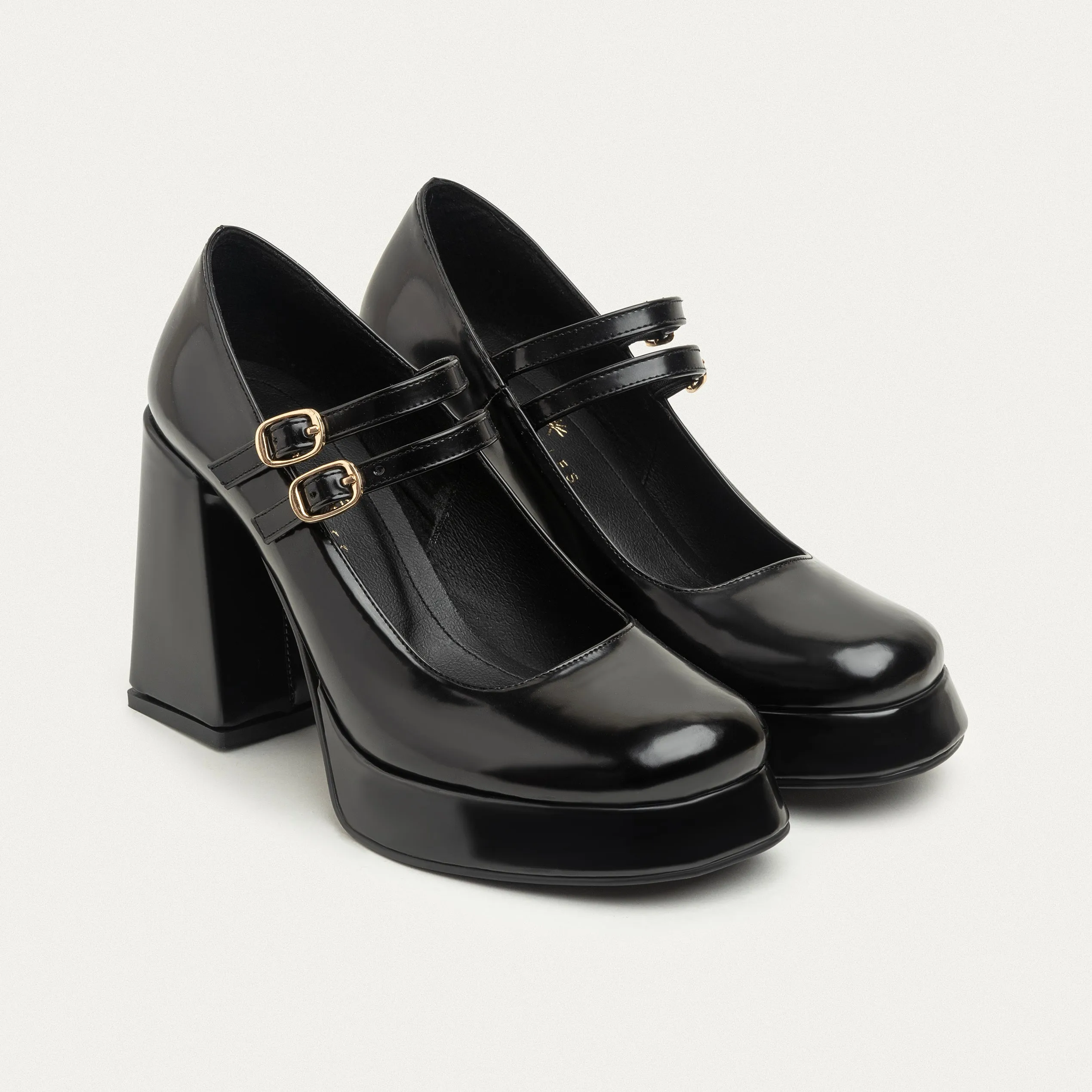 Vintage Vibes Platform Mary Janes-Black