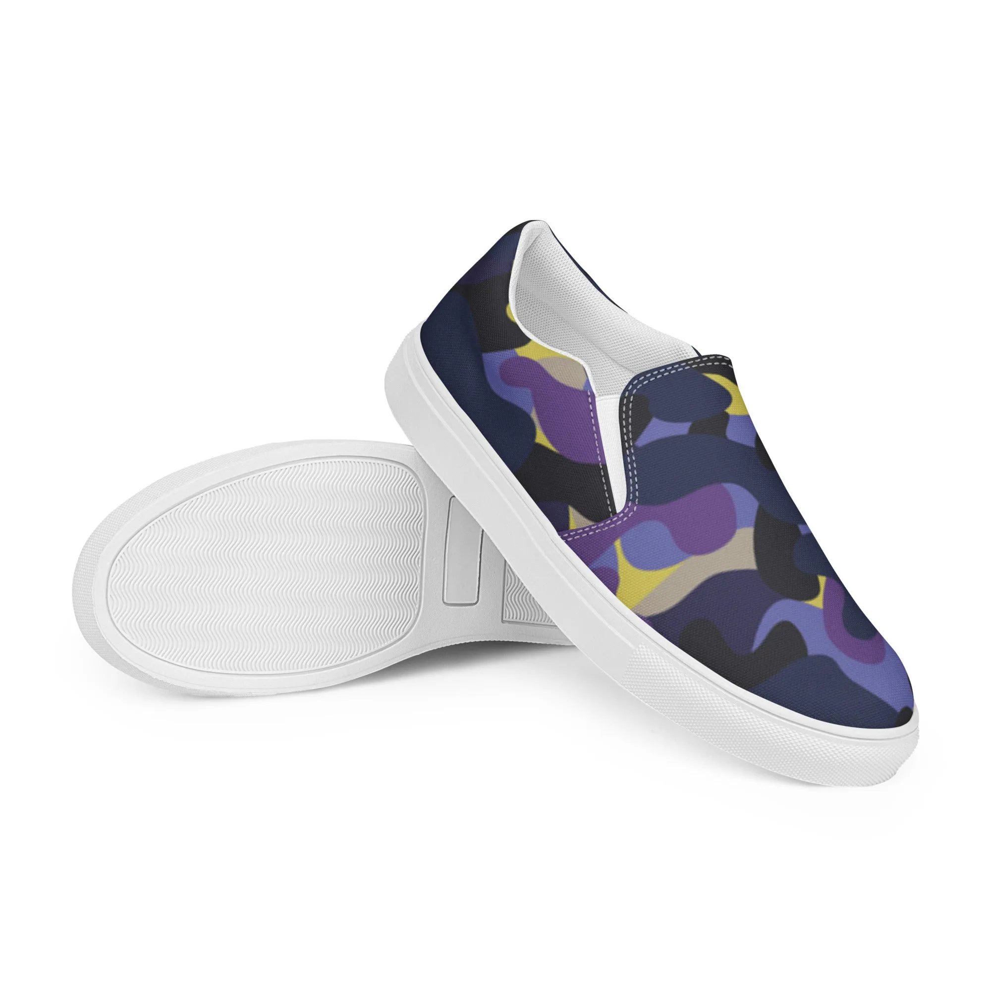 Women’s Camo slip-on canvas shoes, Purple camo shoes