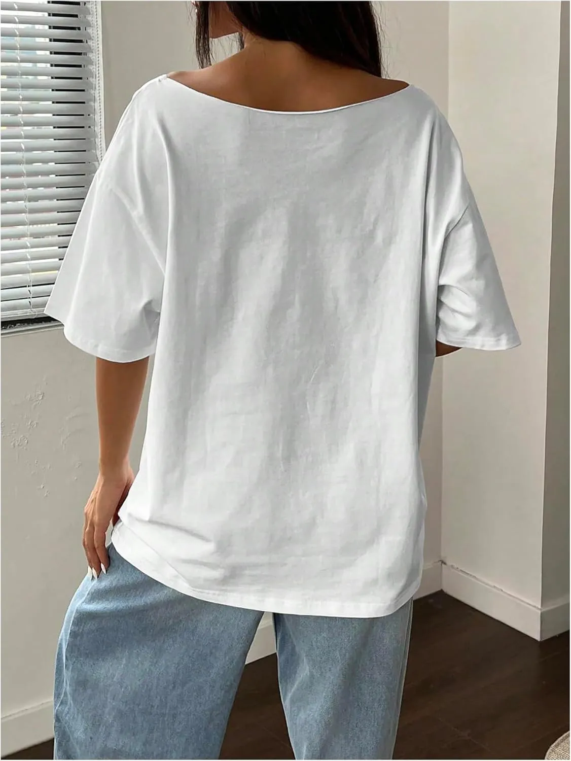 Women's Off The Shoulder Tops Floral Graphic Oversized Tshirts Shirts Y2k Summer Tops Trendy