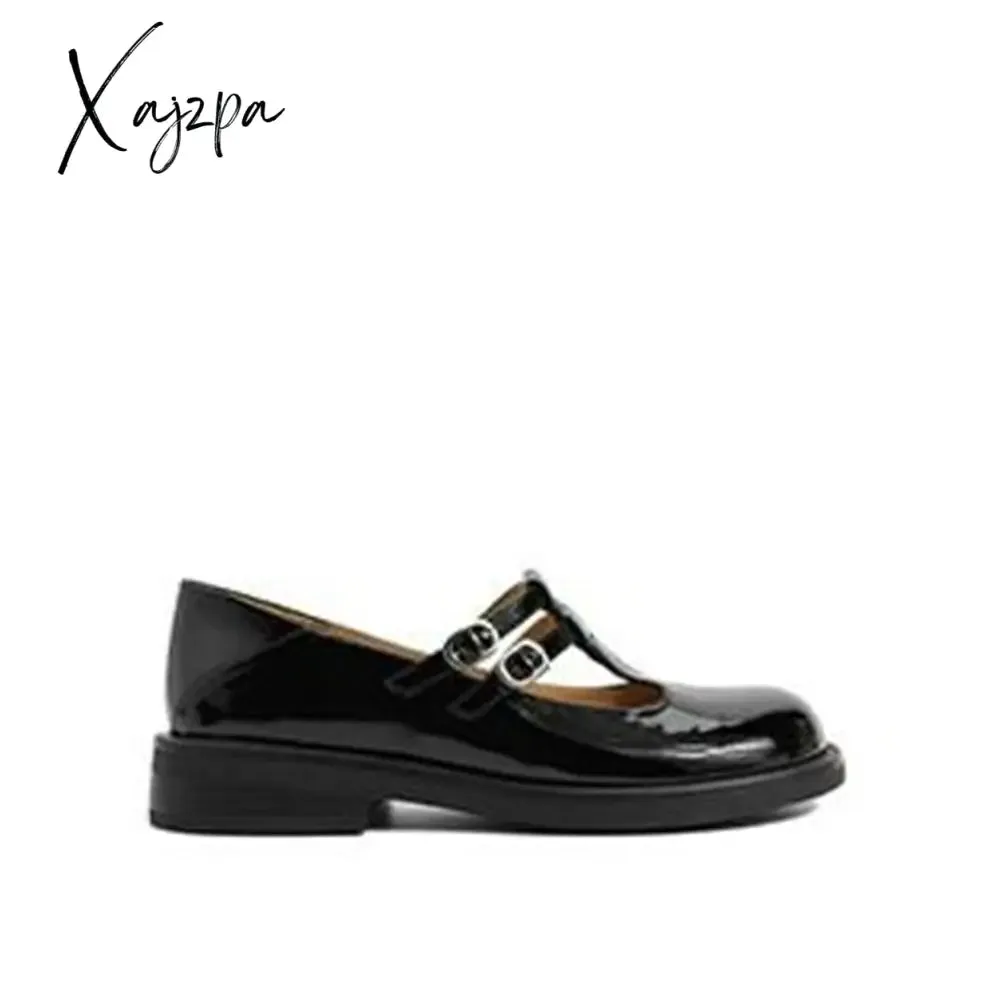 Xajzpa - Women Cutout Leather Retro Mary Janes